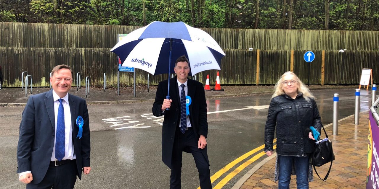Tories smiling in the rain as Adam Gregg wins Lindley and Bernard McGuin holds Almondbury