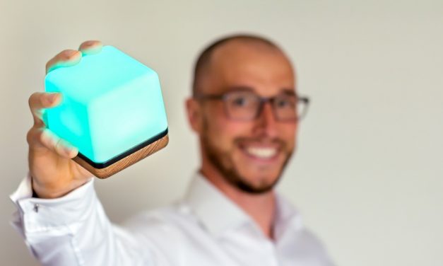 Former teacher Michael Crinnion and his amazing Luma³ cube which can help ease mental health problems