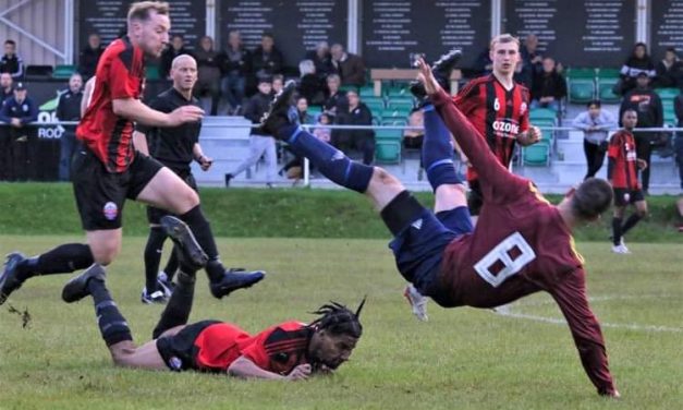 Jack Goring’s brace helped Kirkburton pull off a shock in the Huddersfield FA Challenge Cup