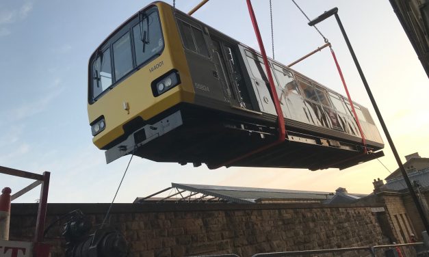 We have lift off! Exclusive pictures and video as Pacer train is craned into Huddersfield Railway Station