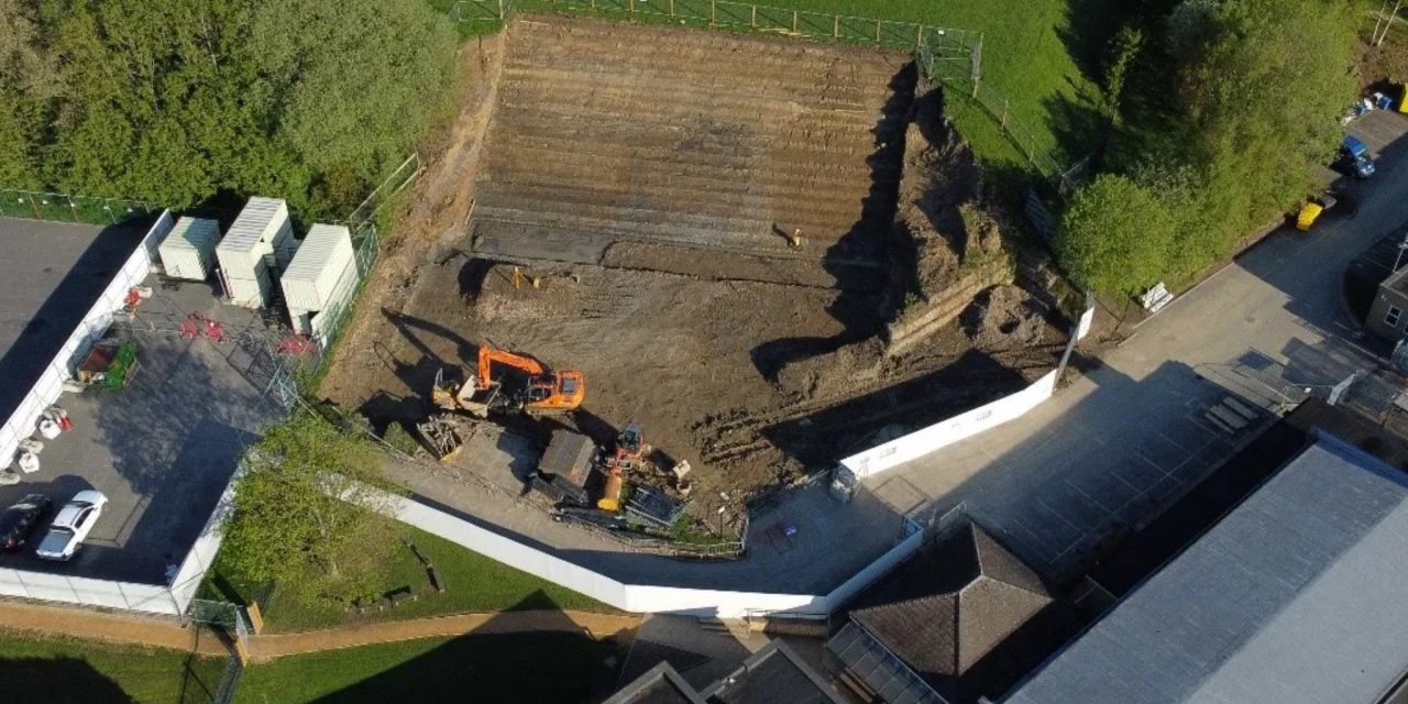Drone image shows scale of extension works at King James’s School as project remains on target