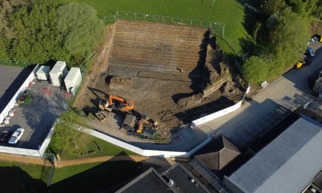 Drone image shows scale of extension works at King James’s School as project remains on target