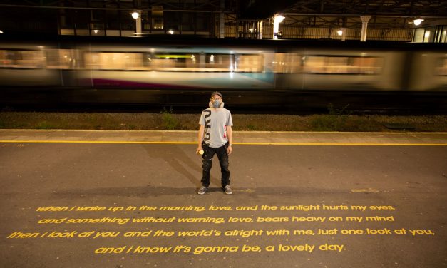 Street artist behind Marcus Rashford mural etches lyrics of Lovely Day by Bill Withers on platform 1 at Huddersfield Railway Station