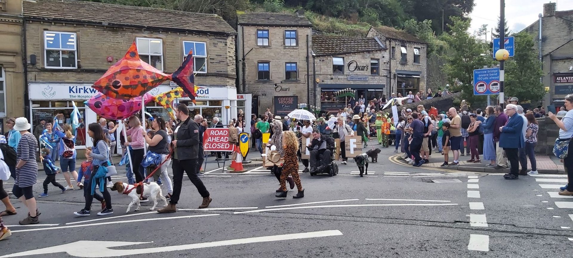 Gallery of pictures from Holmfirth Arts Festival as a flying astronaut