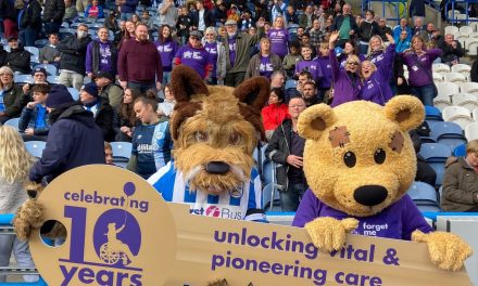 Giant key unlocks Forget Me Not’s 10th birthday celebrations at Huddersfield Town game