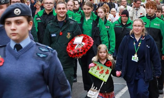 14 great pictures from Huddersfield’s Remembrance Sunday parade – and two brilliant model warships on the back of a motor scooter!