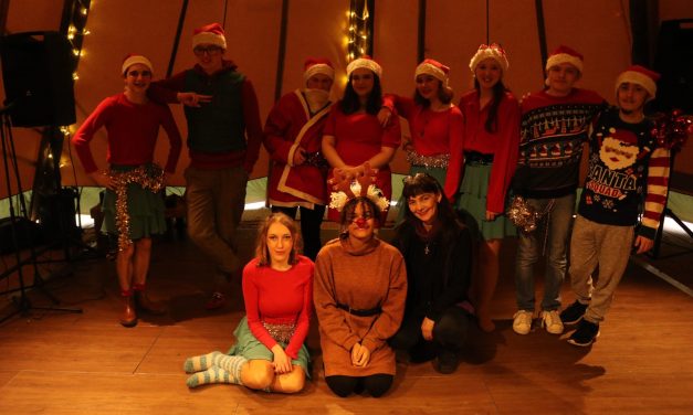 Kirklees College students perform at Huddersfield Winter Festival tipi in St George’s Square