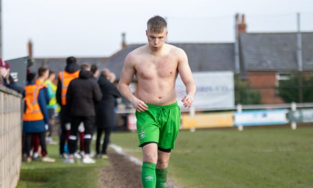 Sam Kelly sees red – and loses his shirt – as Emley AFC’s four-match winning run ends in defeat