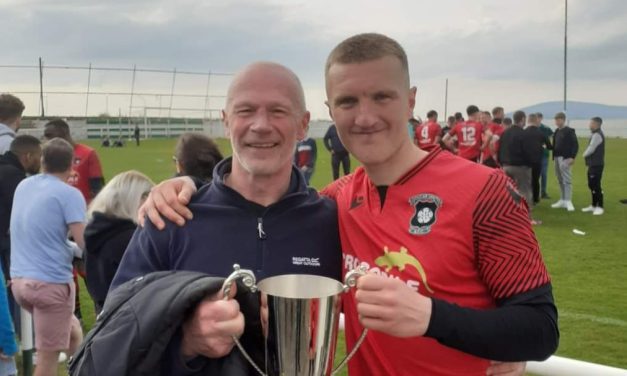 Golcar United’s Joe Skarz shares promotion moment with his dad and says: ‘It’s better than Wembley.’