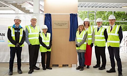 Kim Leadbeater MP unveils foundation stone for the new Jo Cox More In Common Centre at the University of Huddersfield