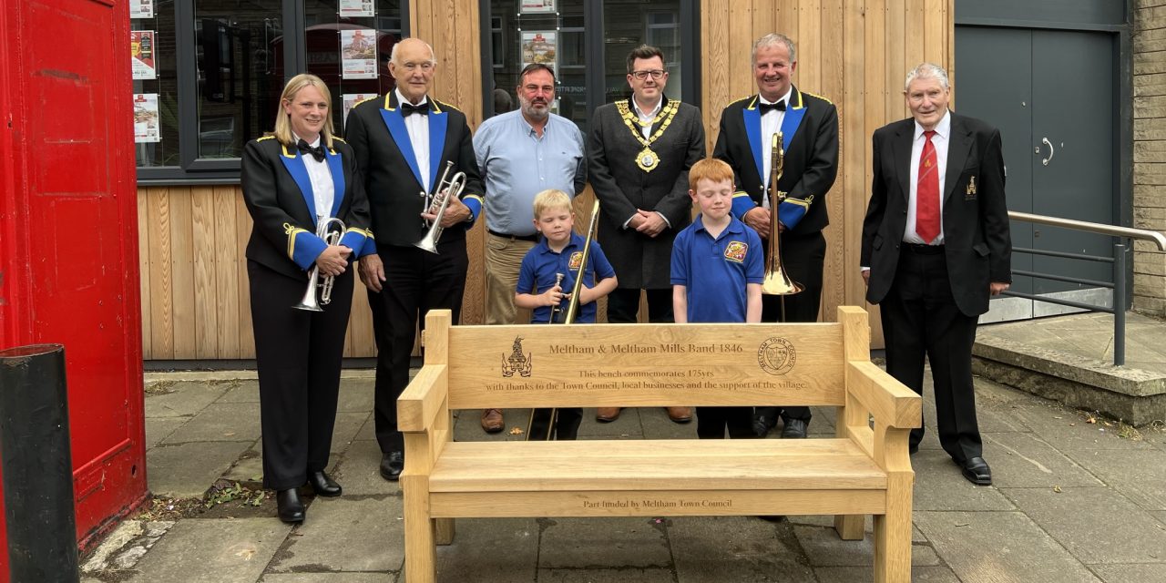 Meltham & Meltham Mills Band unveil wooden bench as part of 175th anniversary celebrations