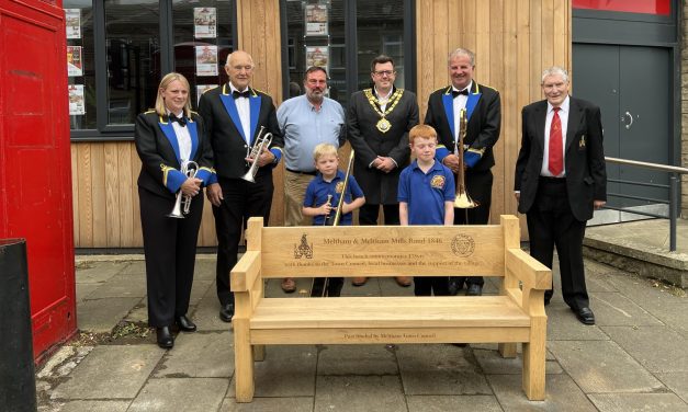 Meltham & Meltham Mills Band unveil wooden bench as part of 175th anniversary celebrations