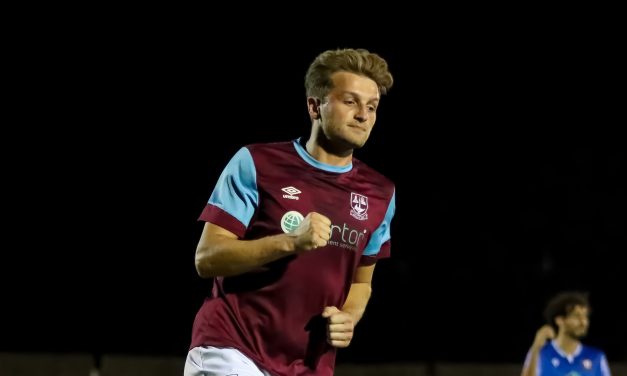 Emley AFC’s Joe Jagger back in the old routine as he scores his first goal since return from serious injury