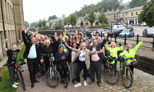 Traffic-free cycling and walking route from Huddersfield town centre to Slaithwaite is restored with opening of Huddersfield Narrow Canal towpath