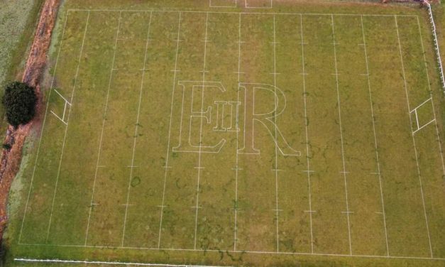 Newsome Panthers pay tribute to Her Majesty by marking the Queen’s cypher on the centre of the pitch