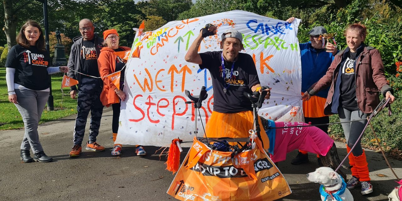 Disabled fundraiser Stephen Collins talks of his ‘lucky life’ as he smashes gruelling challenge for Cancer Research UK’s Stand Up To Cancer