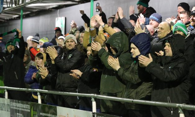 18 brilliant Fan Gallery images from Golcar United v Emley AFC which had fans of both sides singing in the rain