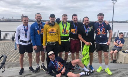 Eight Golcar lads raise £5k for The Jordan Sinnott Foundation and the Alzheimer’s Society by running the Liverpool half marathon 