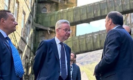 Levelling Up Secretary Michael Gove visits Crowther’s mill regeneration project which will change of the face of Marsden
