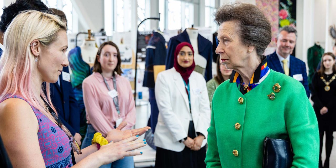 The Princess Royal meets textile students as she addresses conference at the University of Huddersfield