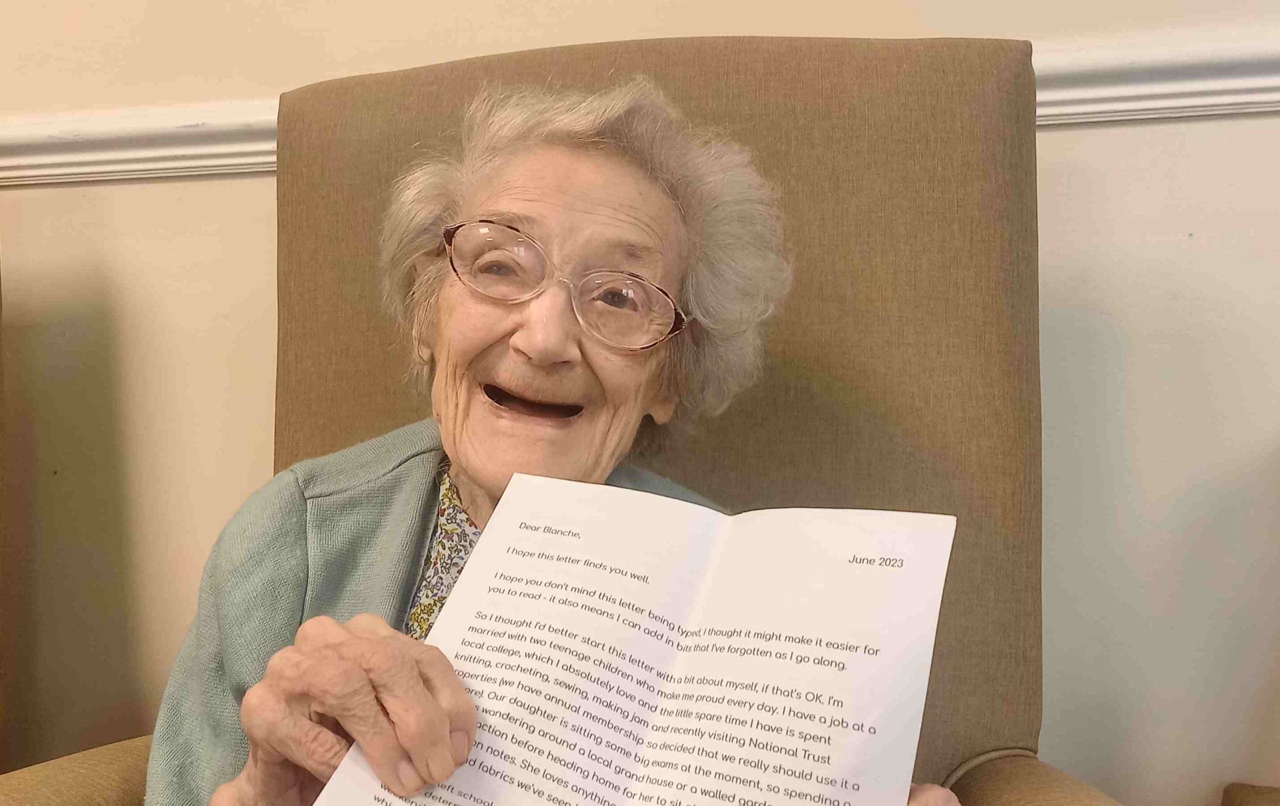 Blanche, 102, is all smiles as letters from around the world flood in for residents at Edgerton care home