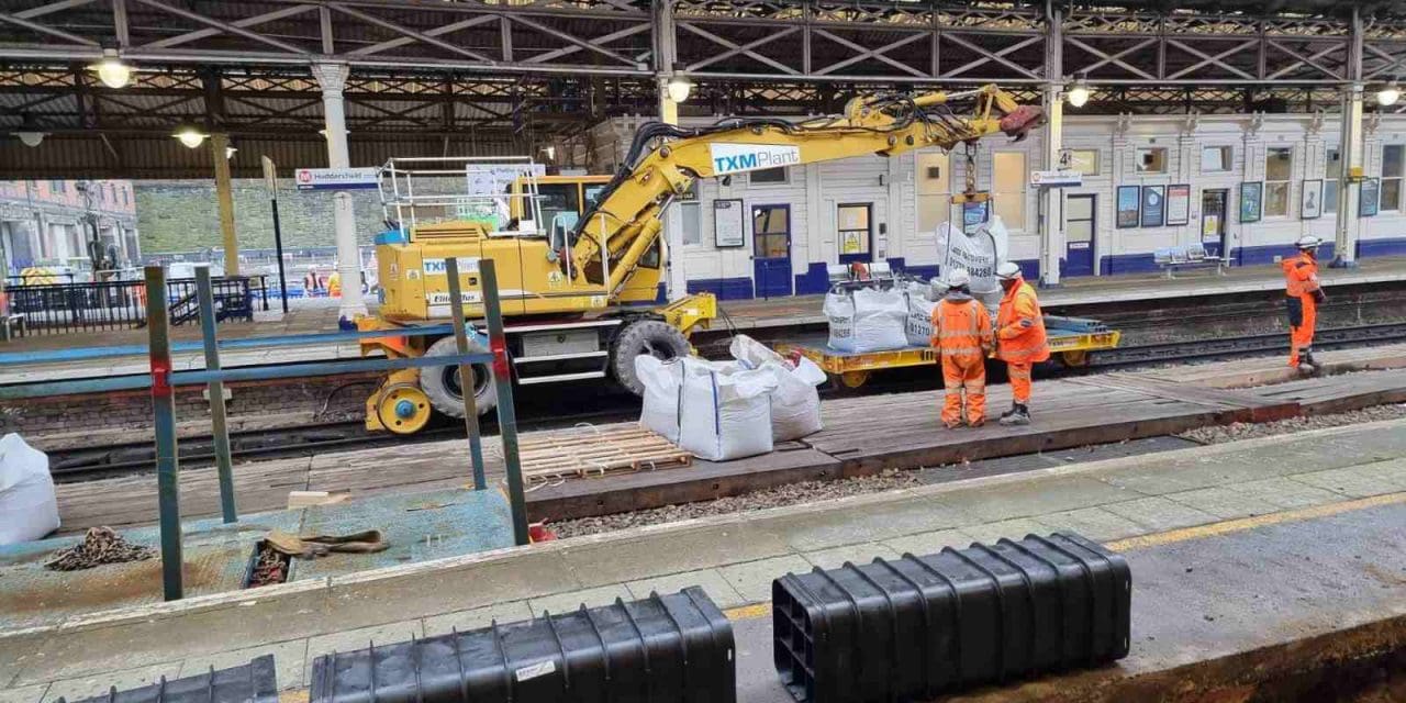 A new under-track crossing has been installed at Huddersfield Railway Station and now work starts on the roof