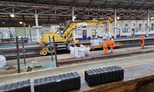 A new under-track crossing has been installed at Huddersfield Railway Station and now work starts on the roof