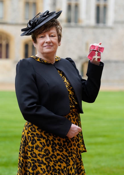 Proud moment for Sue Taylor as she receives her MBE from the Prince of Wales at Windsor Castle