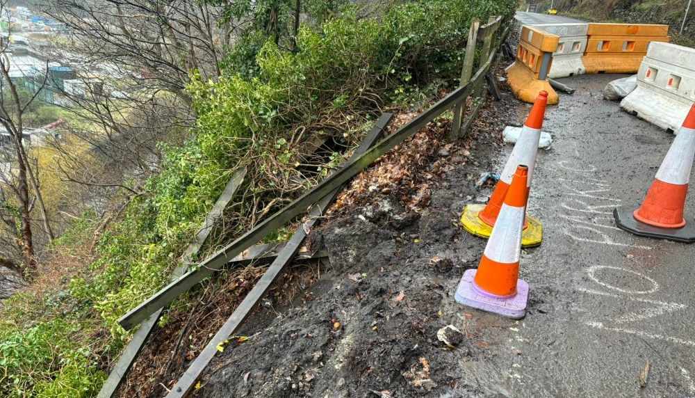 Drivers warned not to move closure signs in Dalton Bank Road as landslip continues to pose safety danger