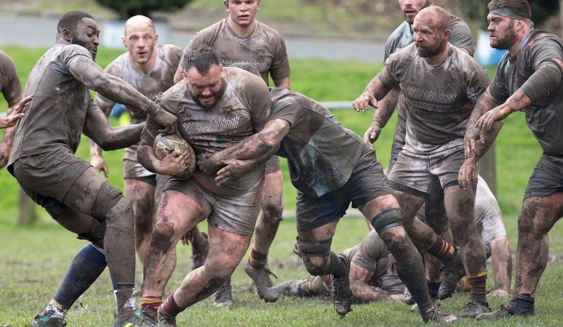 Four first half tries proved decisive as Huddersfield RUFC got bogged down in the mud
