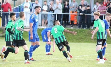 Skipper Dan Naidole leads celebrations as Golcar United start new season with 4-1 victory