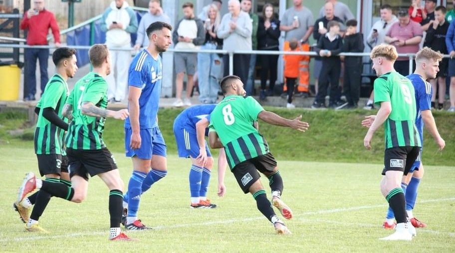 Skipper Dan Naidole leads celebrations as Golcar United start new season with 4-1 victory