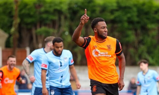 Laurence Sorhaindo scored his first Emley goal as the Pewits thumped Ossett United to stay top