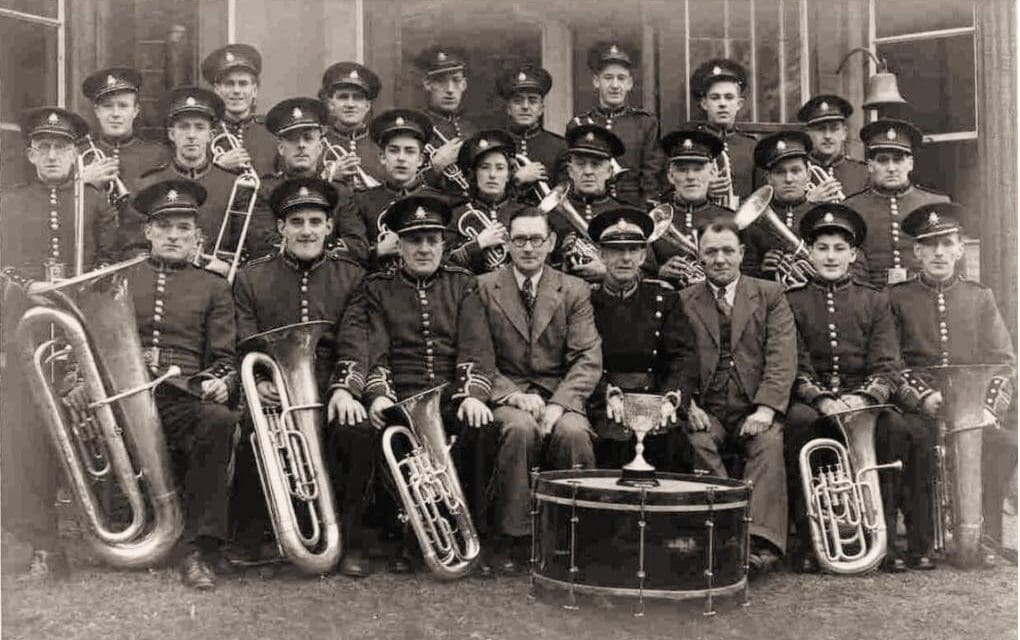 Volunteers at Colne Valley Museum blow the trumpet for brass band at new exhibition