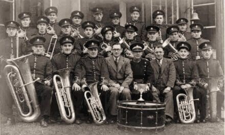 Volunteers at Colne Valley Museum blow the trumpet for brass band at new exhibition