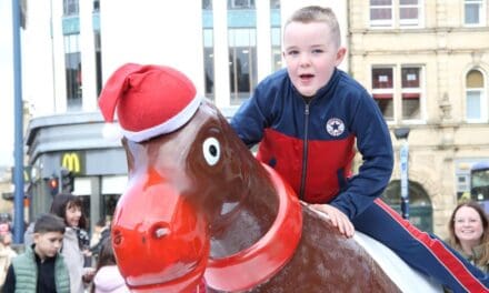 Ride ‘im, cowboy! Rudolph and friends launch Christmas countdown in Huddersfield town centre